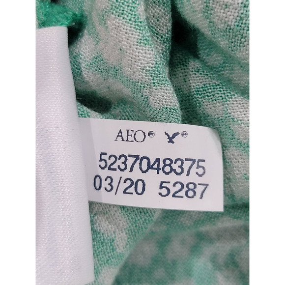 American Eagle Ditsy Floral Print Smocked Halter Dress Size Large Green - Picture 13 of 13